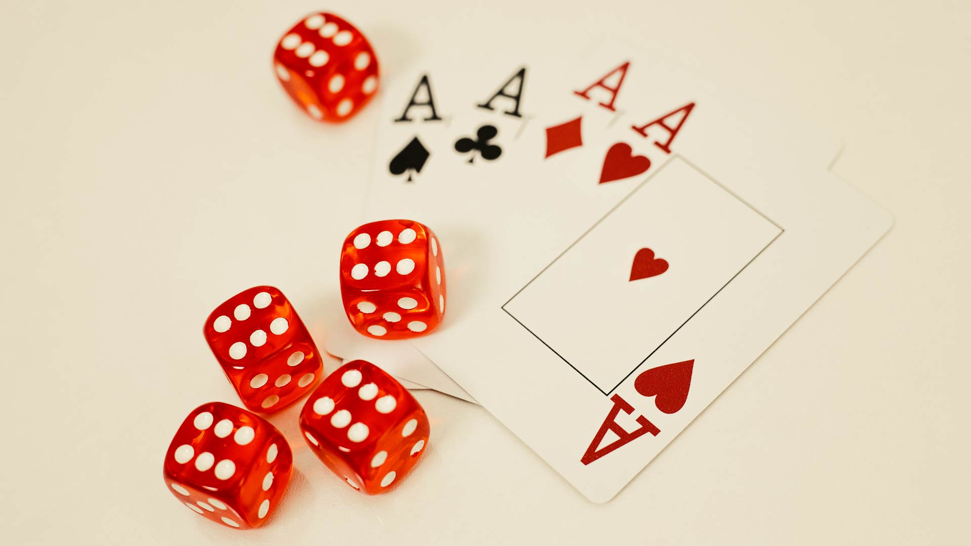 Red dice and poker cards